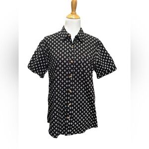 Coastal De Nada men’s M black white short sleeve button shirt